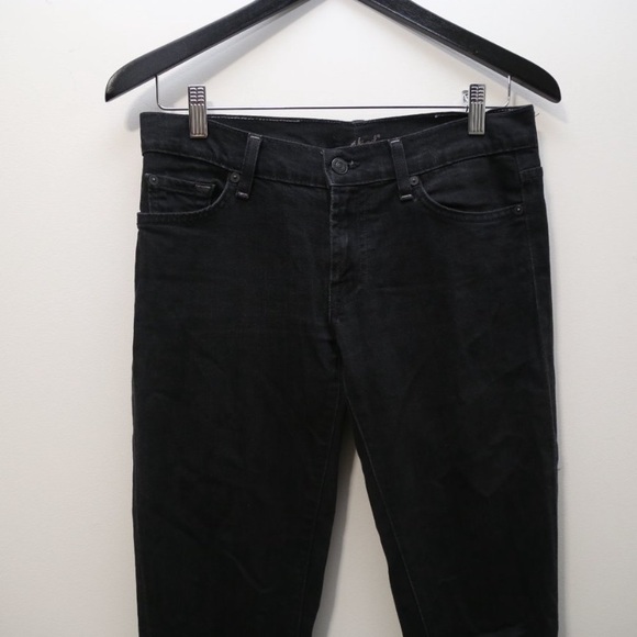 7 FOR ALL MANKIND Black Wash Denim Skinny Fit Low Rise Jeans Size 29 - Picture 5 of 7